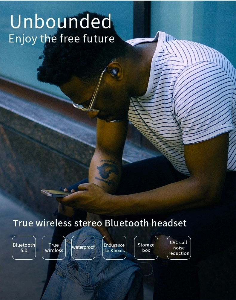 Stereo Bluetooth Wireless Waterproof Stereo in Ear Earphone
