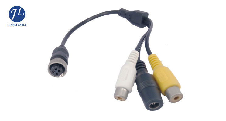 4-Pin Aviation Cable To Rca And Dc Adapters For Car Camera System
