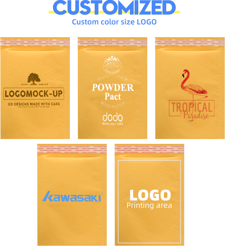 Bubble Padded Envelope Mailing Bag Kraft Paper Self-adhesive Envelope Custom Size Accepted Accept Customized Logo Printing YR005