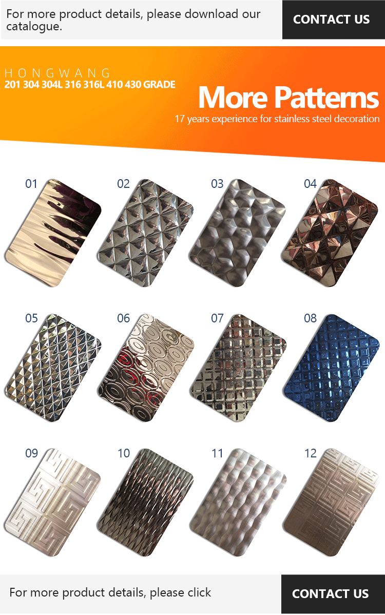 1219x2438mm 0.3-3mm 201checkered stainless steel decorative sheet for factory ladder and floor