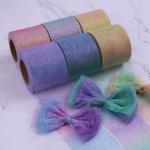 Hot sale 6cm Multicolor Fashion Accessories Tutu Material Handmade Mesh Tulle Fabric Ribbon