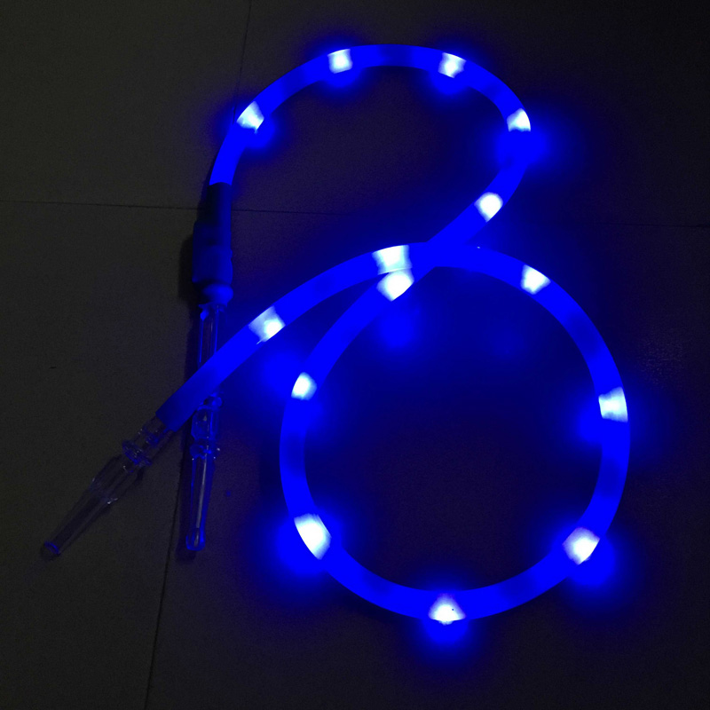 Newest 1.8m Blue LED Flashlight Silicone Hookah Shisha Hose (ES-HH-015-4)