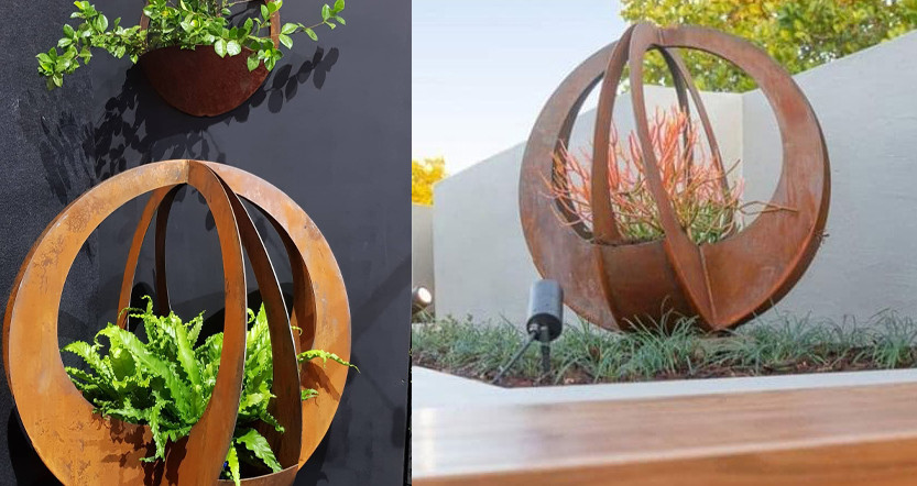 Decorative Garden Planting Box Corten Steel Flower Pot Decoration Metal Outdoor Planter