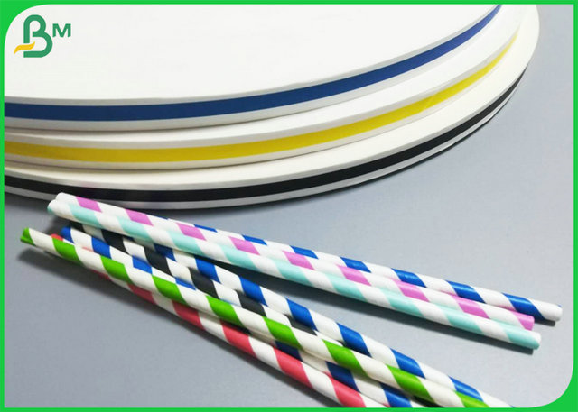 15mm Juice Straw Paper Reels Color Stripes Food Grade Approved For Drinking