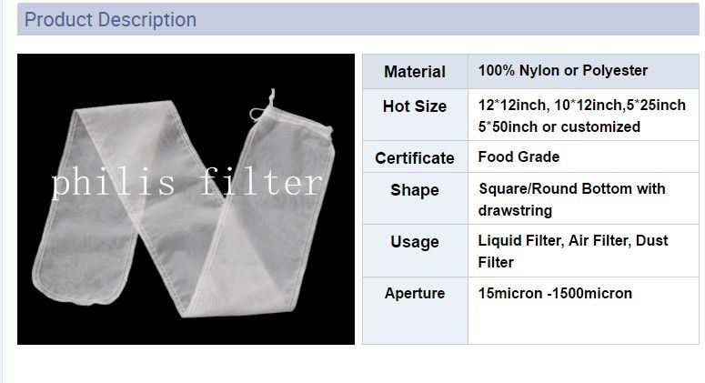 Nylon Polyester Silk Micron Mesh Filter Bag Food Grade Water Liquid Filter Cloth