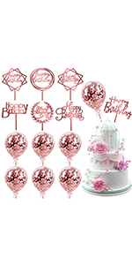 rose gold birthday cake topper balloon