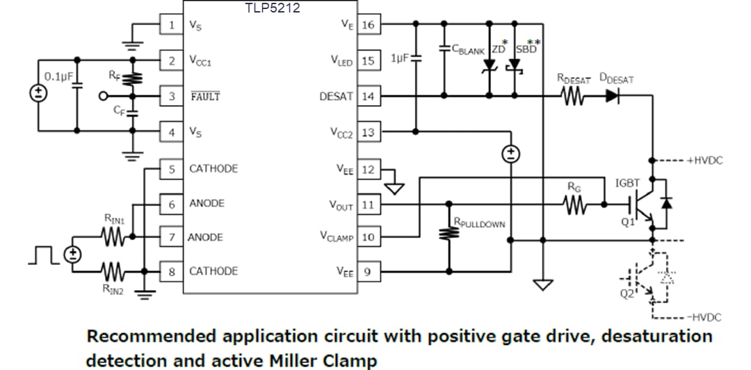 Application Circuit Diagram - Toshiba TLP5212 IGBT Gate Drive Photocoupler