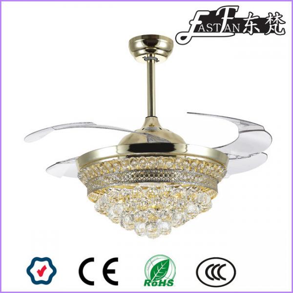 East Fan 42inch Retractable Blade Crystal Ceiling Fan With