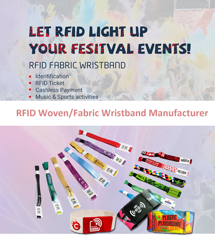 Elastic Stretch RFID woven Wristband For Sports and events