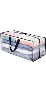 extra-large heavy-duty clear moving bag with backpack straps. for clothes, bedding, cushion, blanket