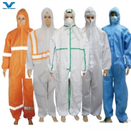 CE Type5&6 Disposable Hooded Coveralls Durable Waterproof Wholesale Suit