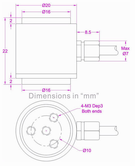 Flange type load cell tension compression