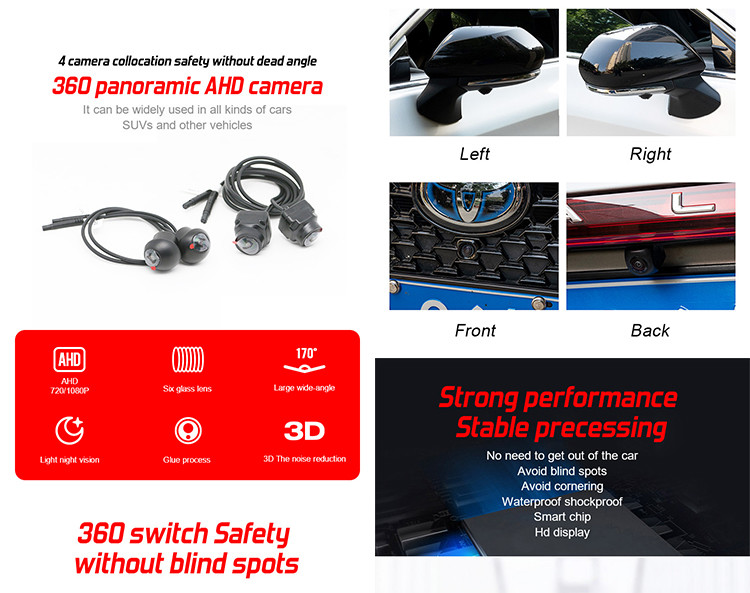 HD Night Vision 360 Panoramic Car Camera , Android 1080p Reverse Car Camera
