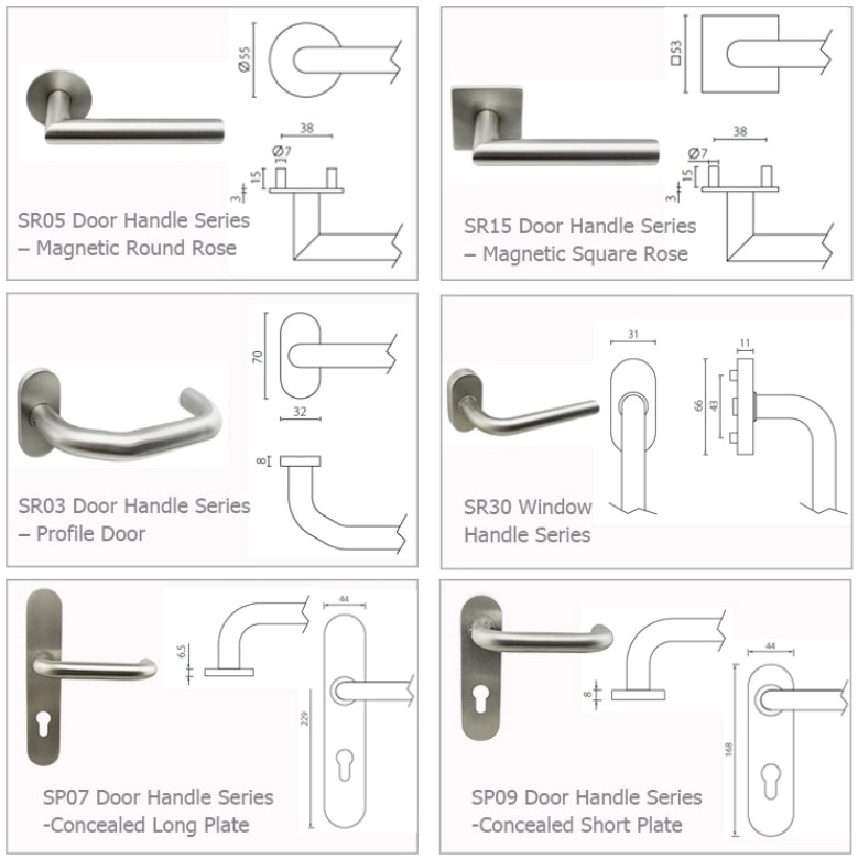 optional rose and backplate for modern door handle exterior with magnetic round rose door lever