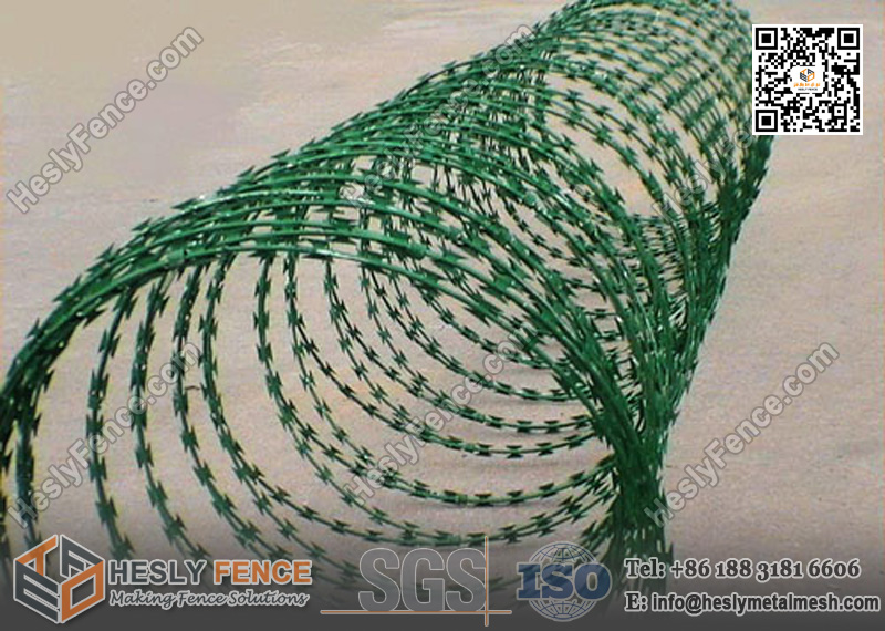Green Color Powder coated Concertina Razor Wire