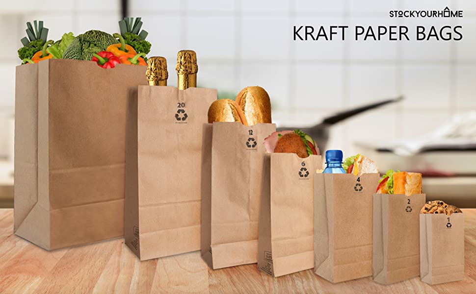 Kraft Brown Paper Bags (250 Count) - Small Kraft Brown Paper Bags for Packing Lunch - Blank Bags