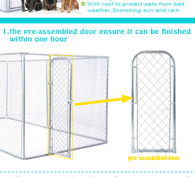 Custom logo high quality Large outdoor galvanized cheap chain link dog kennel