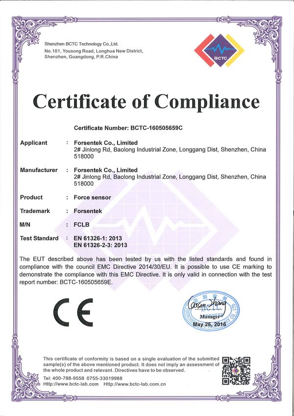 load cell certificate
