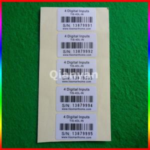 China serial number white PVC label sticker with bar code on sale 