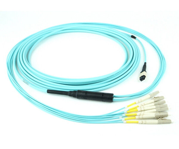 LSZH MPO Patch Cord , 12 / 24 Core Optical Fiber Cable For Patch Panel