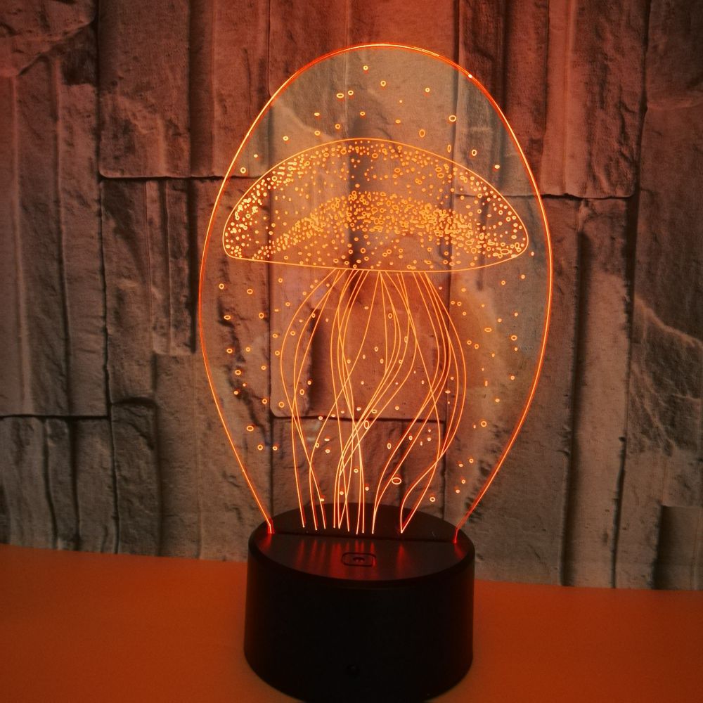 OEM ocean animal fish Jellyfish 3D night light colorful LED visual light gift atmosphere 3D table lamp