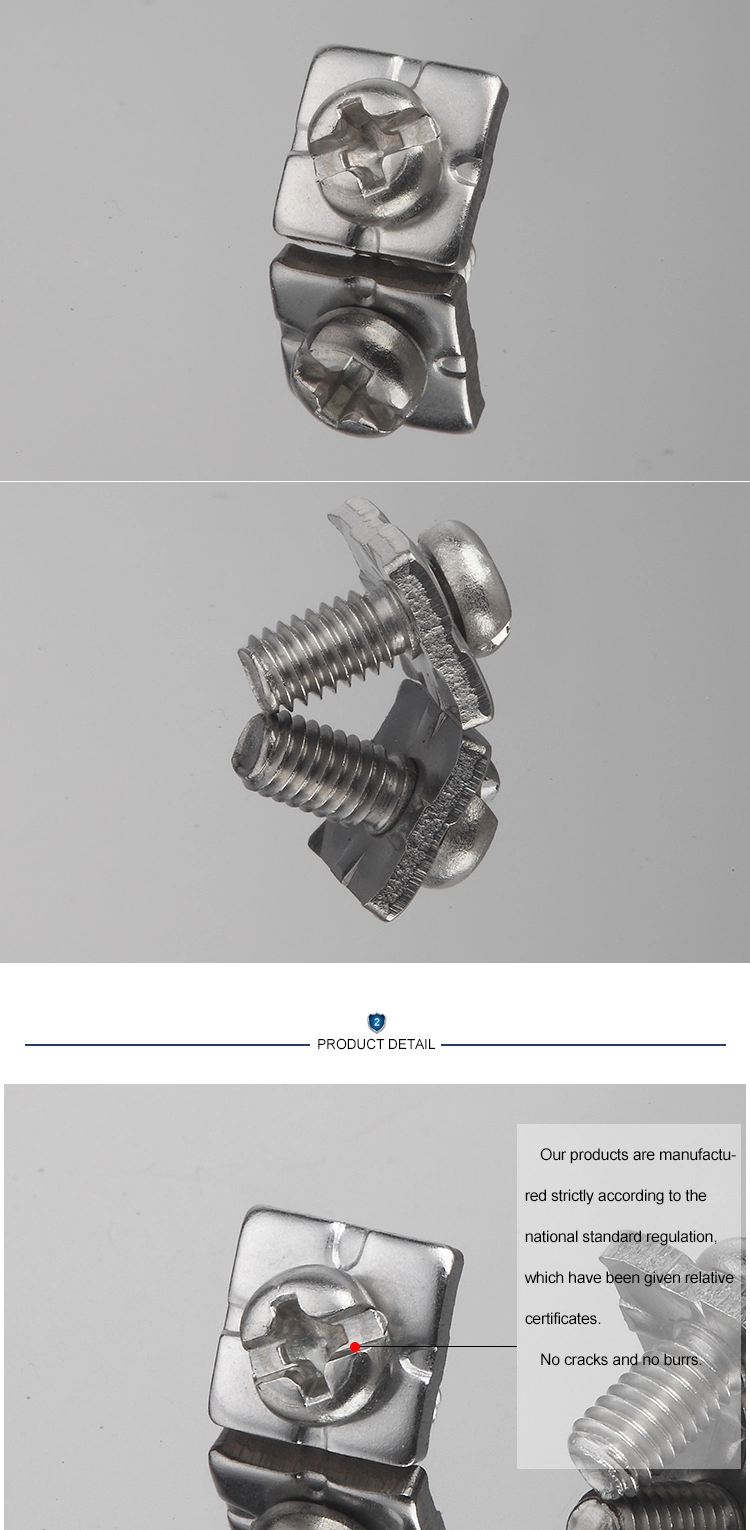 Plain Stainless Steel ss Pan Head cross recessed Combination Screw With Square Washer