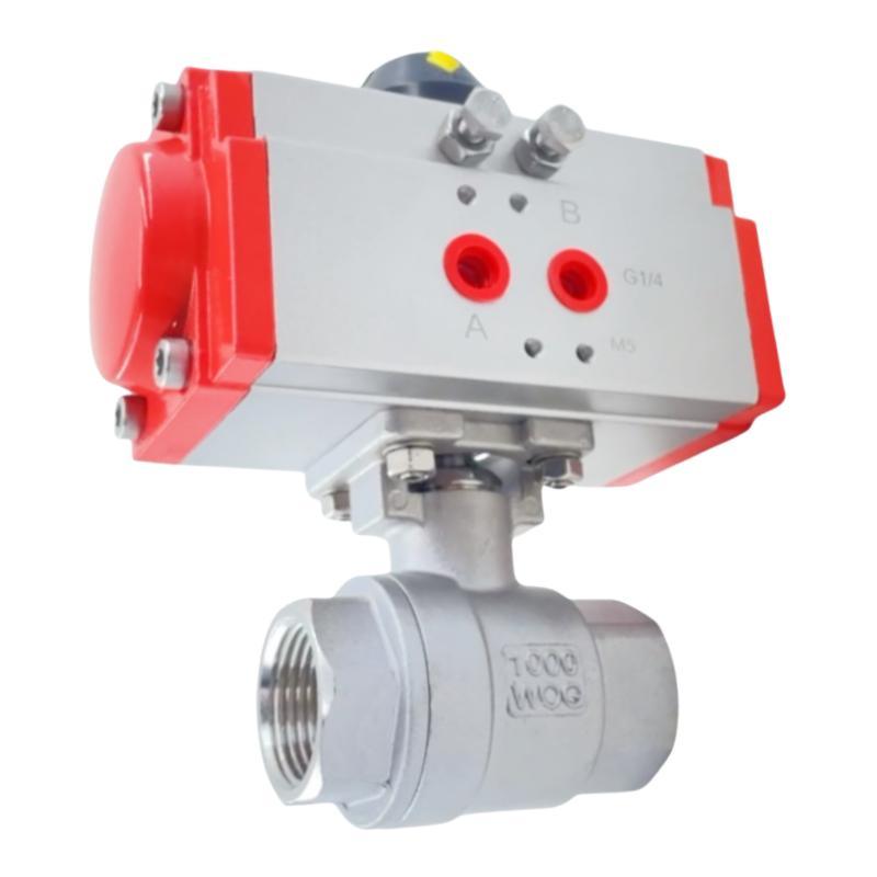 1000wog 201/304/316/Wcb Stainless Steel Female-Threaded 2PC Pneumatic Ball Valves