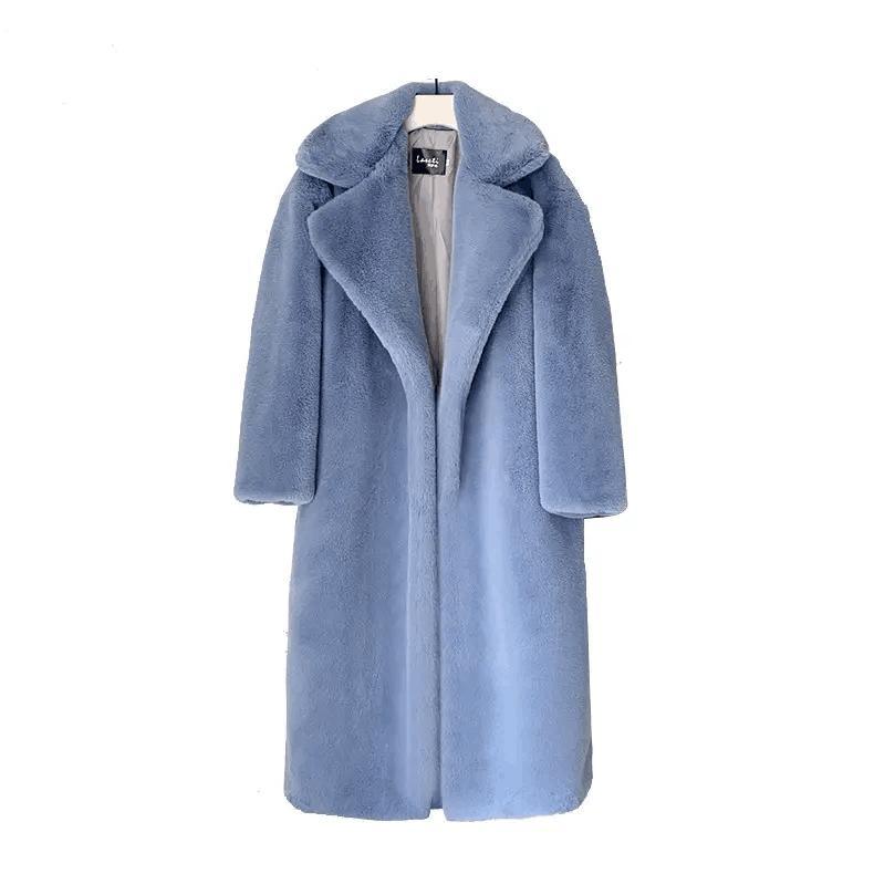 2023 Winter Women Coat Luxury Vegan Fur Coat Faux Mink Fur Women Long Faux Fur Coat for Ladies