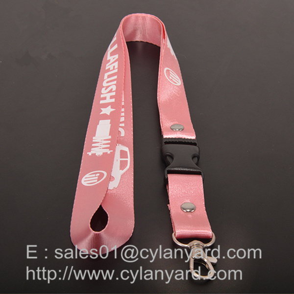 printed Pink nylon neck ribbon with rivet