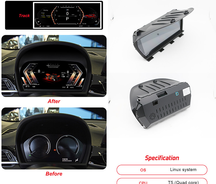 Digital Dash Cluster For BMW X1 Car Speedometer 12.3inch IPS With Resolution 1920*720 Plug And Play