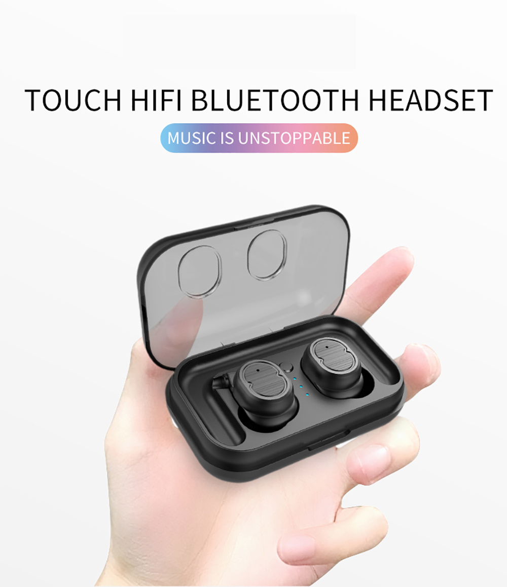 T8 Wireless Earphone Tws Sport Bluetooth Headset Ipx5 Waterproof V5.0 Touch Control True Earbuds Bass 6D Stereo Head-Free Earbuds