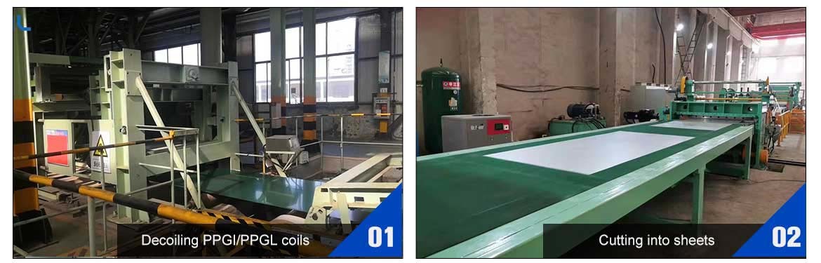factory manufacturer production process of Angled Shape Color Coated Steel Roof Sheet 