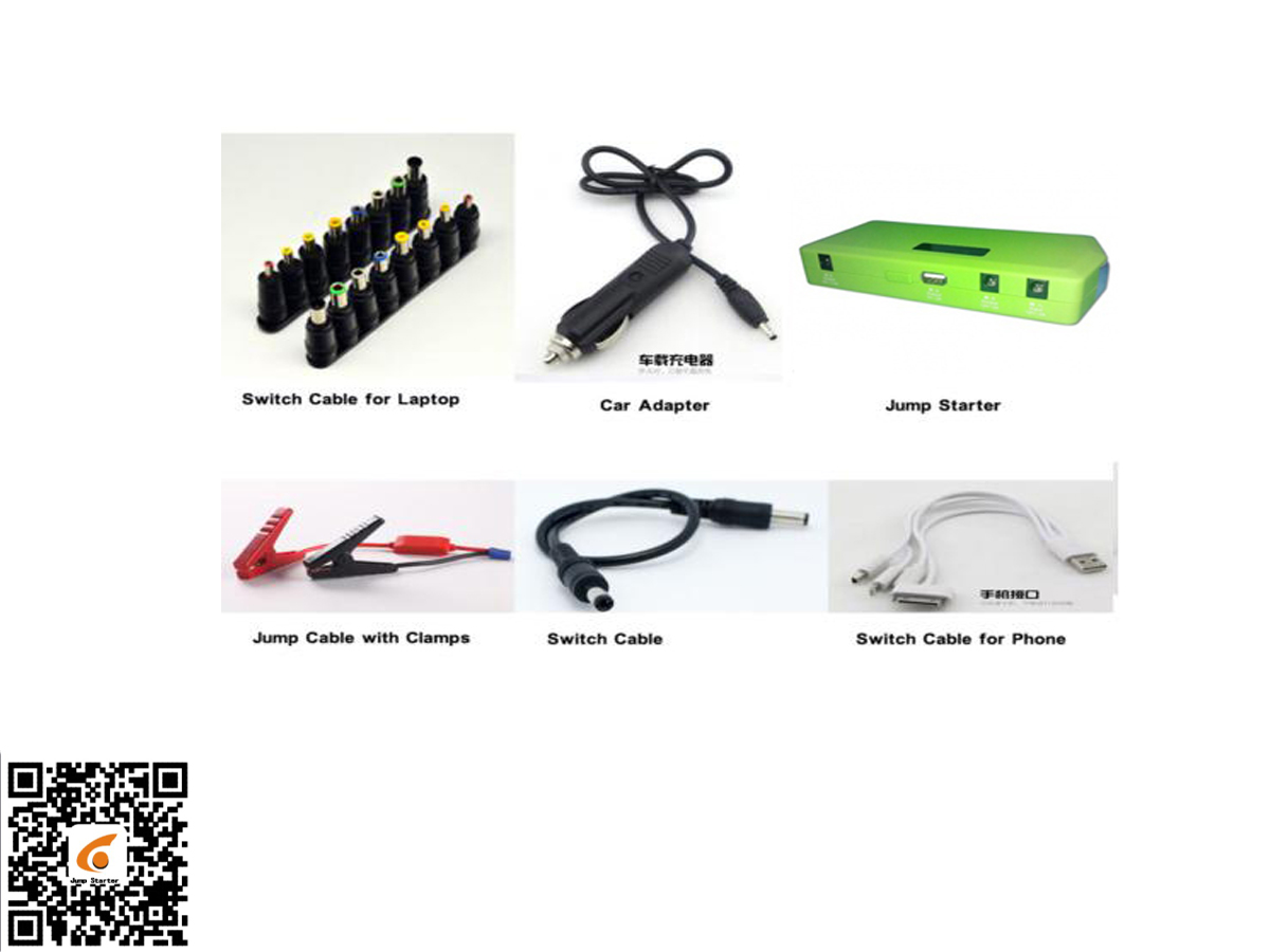 14000 mAh Green Portable Car Battery Jump Starter Pack , CE FC ROHS Approval