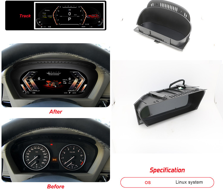 Digital Dash Cluster For BMW X5 Digital Instrument Cluster 12.3'' IPS Screen Easy Installation With 4 Theme Choices