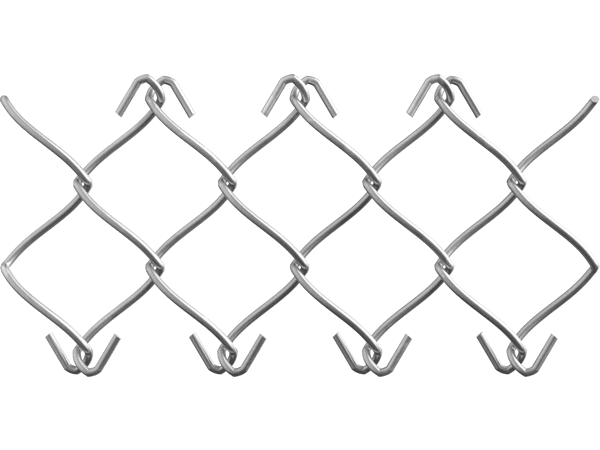 A piece of commercial stainless steel chain link fence with knuckled edge.