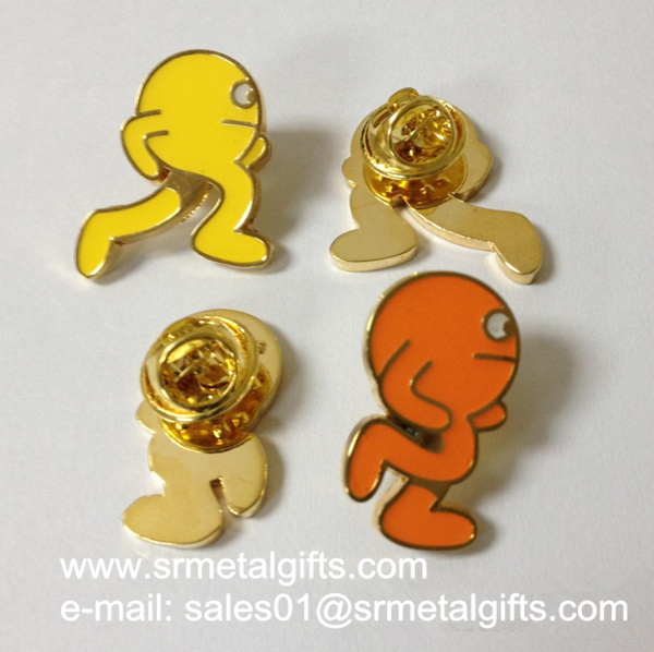 Gold enamel icon lapel pin with color filled