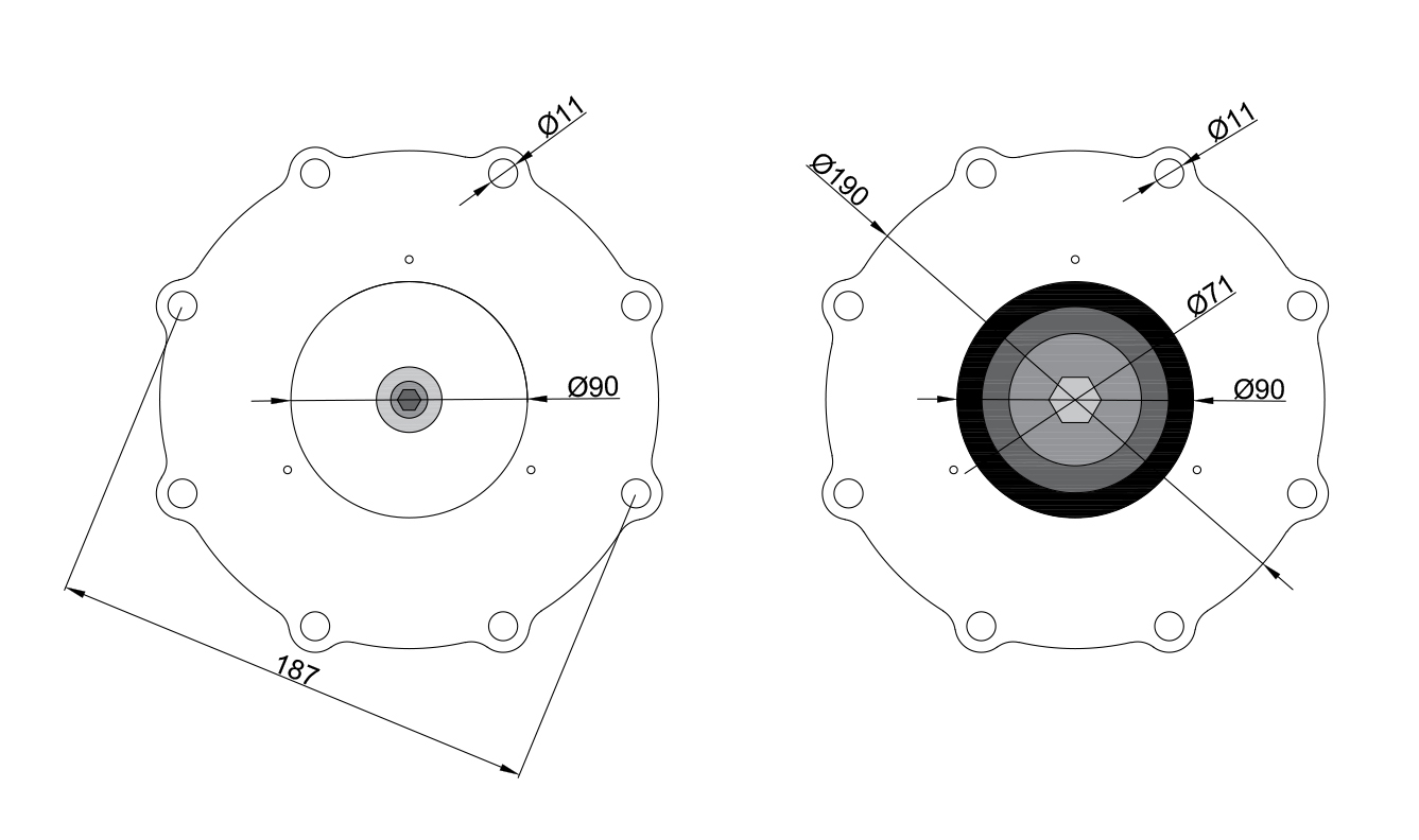 Dimension of C113928 ASCO Type Diaphragm: