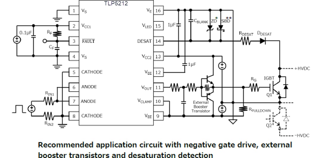 Application Circuit Diagram - Toshiba TLP5212 IGBT Gate Drive Photocoupler