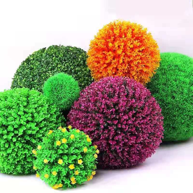 Wholesale Hanging Faux Plants Plastic Artificial Boxwood Topiary Flower Grass Ball