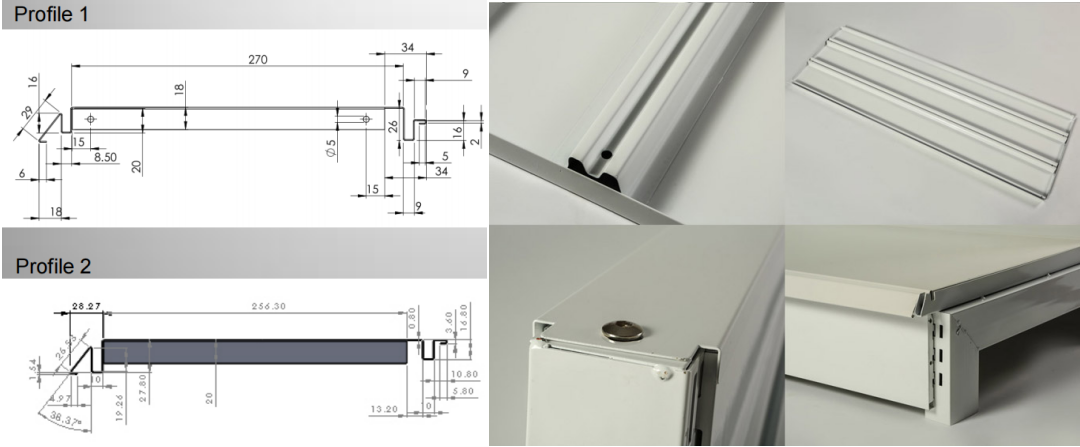 Drawing profile of shelf panel machine