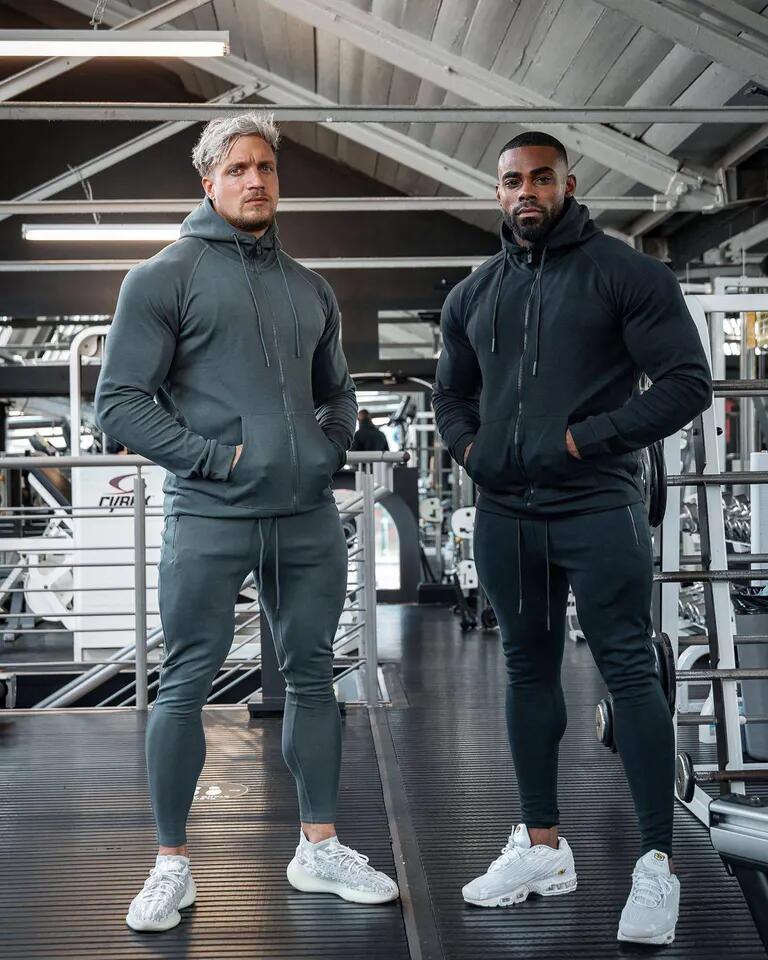 Outdoor Sport Gym Sets Men Sportswear Tracksuits Two Piece Set Hoodies Men&prime;s Fitness Suit
