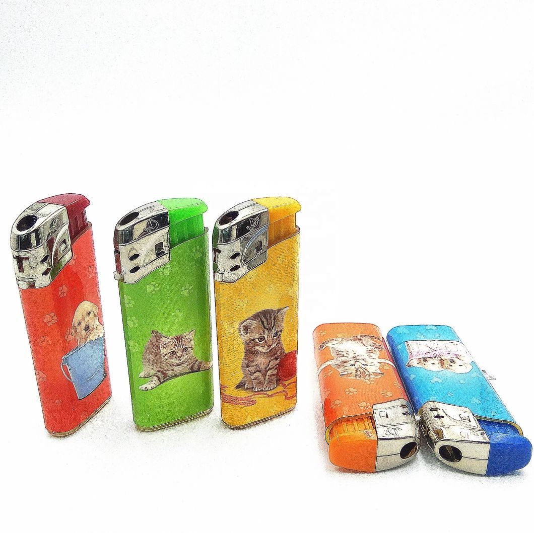 High Quality Cr Children Resistance Refillable Electronic Lighter with Sticker