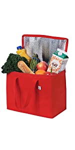 VENO Insulated Grocery Bags, Red grocery bags, insulated bag, insulated food delivery bag