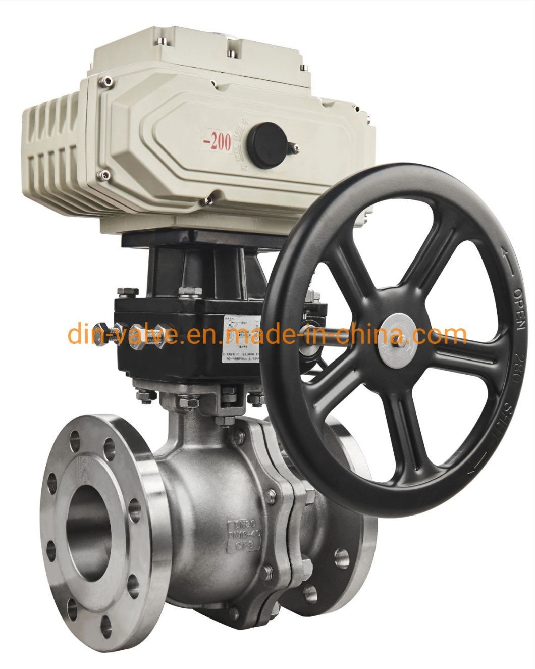 DIN Wcb/CF8/CF8m Stainless Steel Floating Flange Ball Valve with Actuator