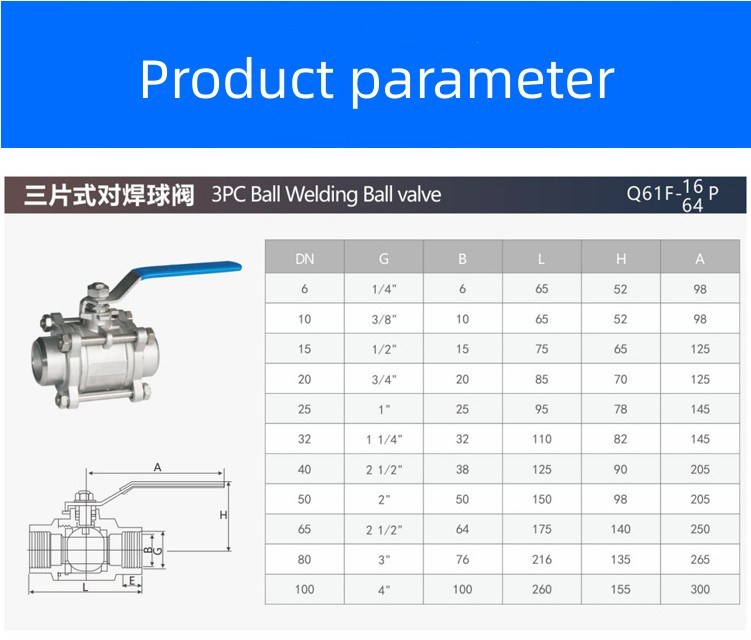 China Manufacturer Stainless Steel 3PC Welded Ball Valve CF8m Bw/Sw