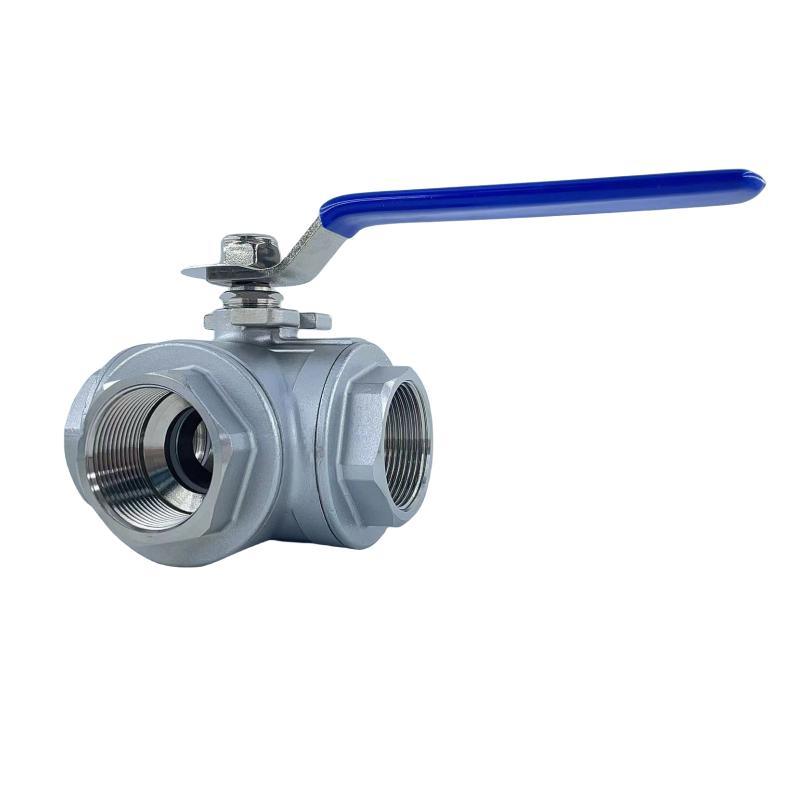 Manufacturer 304/316 Stainless Steel Three-Way Ball Valve with Handle