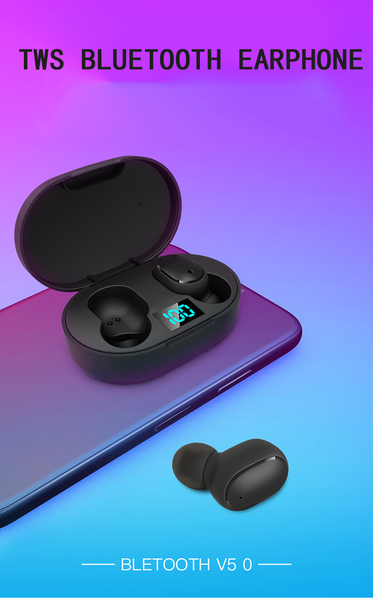2020 New Mini Headphones Waterproof Sport Bluetooth 5.0 LCD Power Display Wireless Earphone