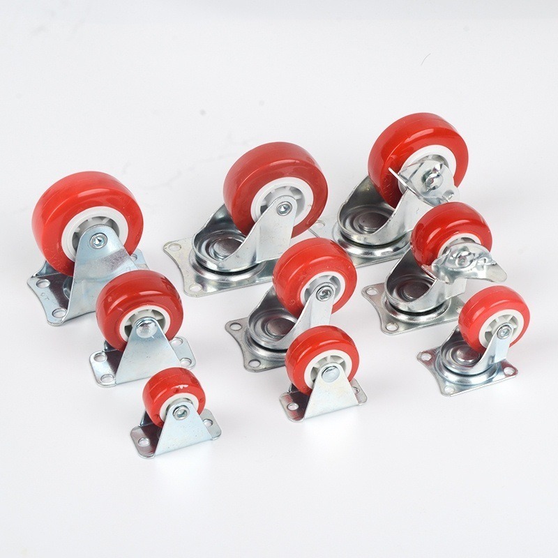 Light Duty 1inch to 3inch Furniture Plastic Red Swivel Caster