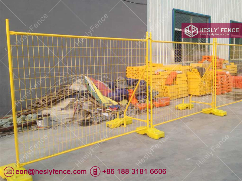 yellow powder coated temporary fencing