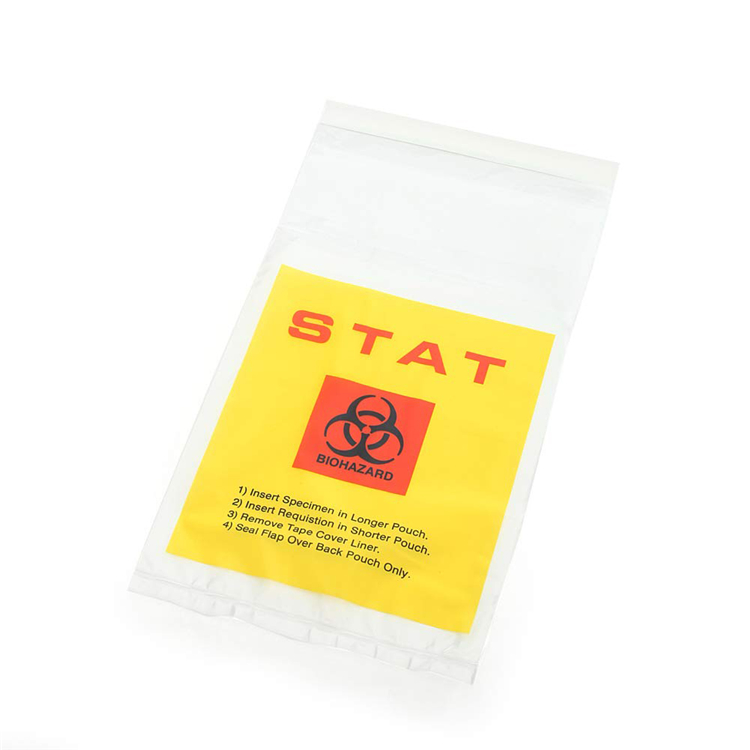 Factory Supplying medical packaging with ziplock Biohazard 4 Layer Specimen Transport bag